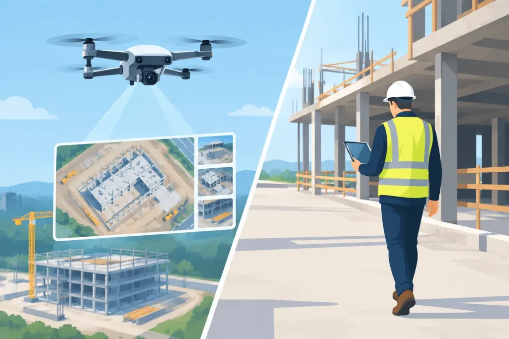 Construction Drone Reports vs Walkthroughs